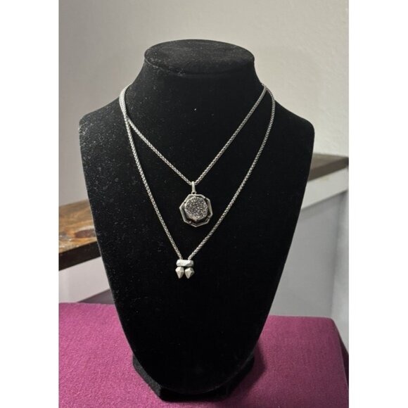 Kendra Scott Silver Lizzie Necklace With Platnum Drusy - Picture 2 of 5